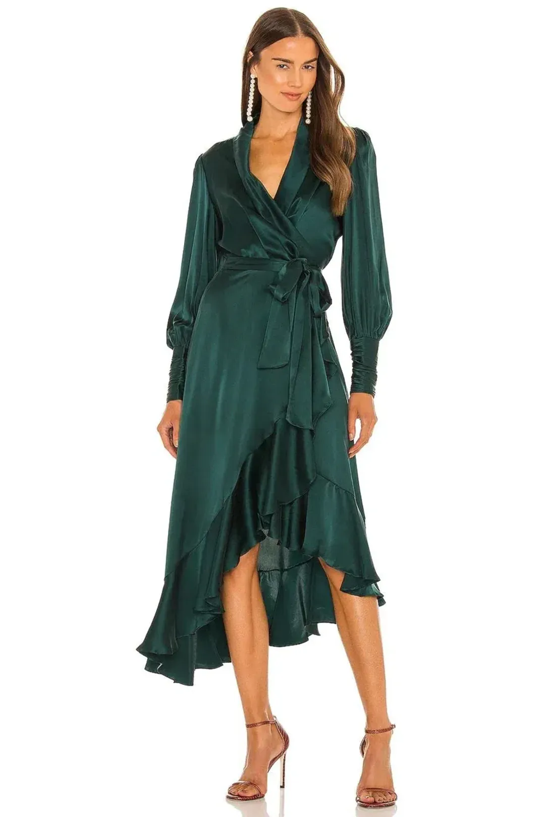 Zimmermann Silk Wrap Midi Dress Dark Green Size 3 / AU 14  for rent on The Volte - main image