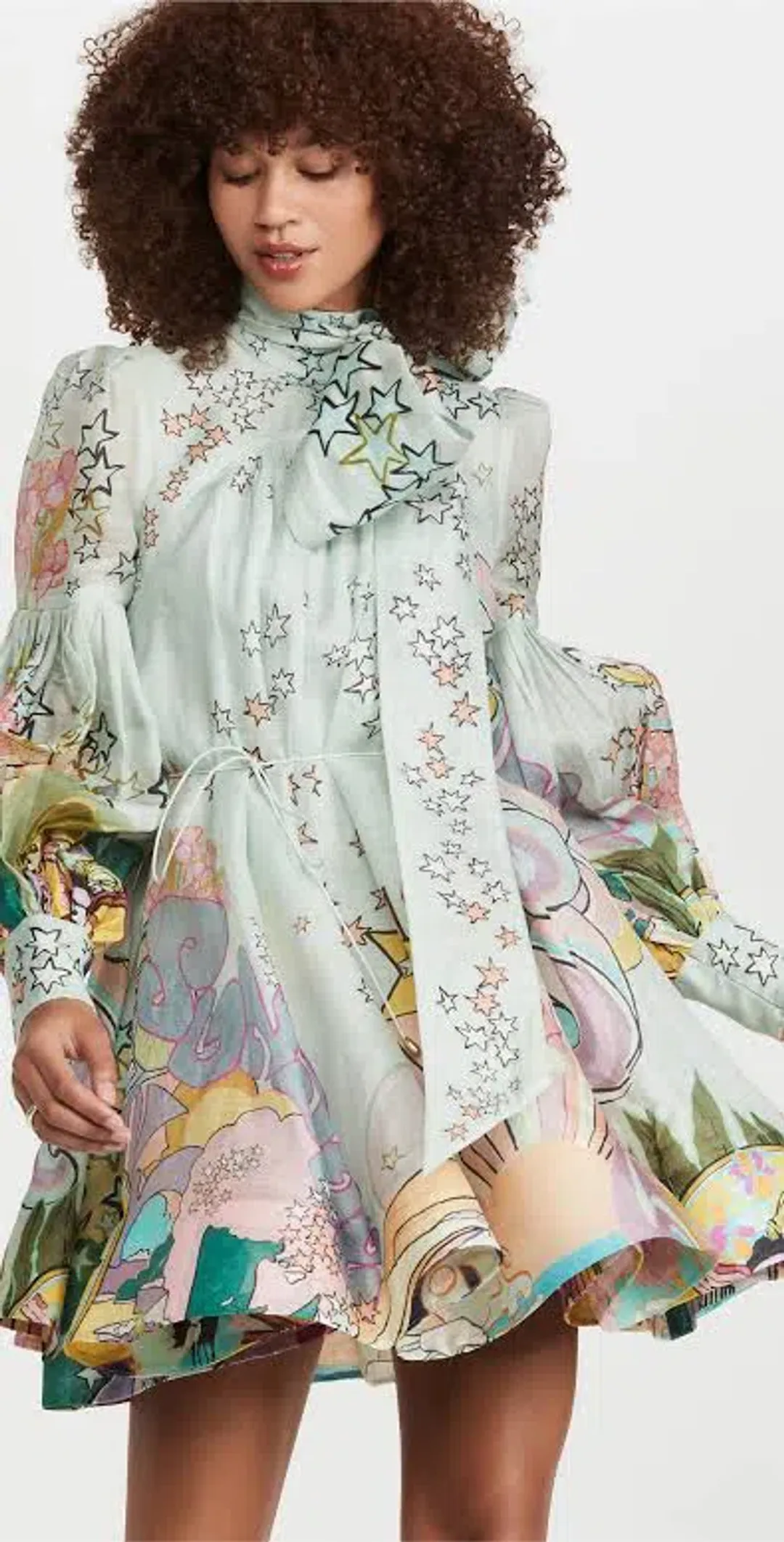 Zimmermann Concert Tie Neck Mini Dress Mint Collage Size 0 / AU 8 for rent on The Volte - main image