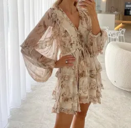 Shona Joy Nina Balloon Sleeve Frill Mini Dress Floral Size 6  for rent on The Volte - image 3