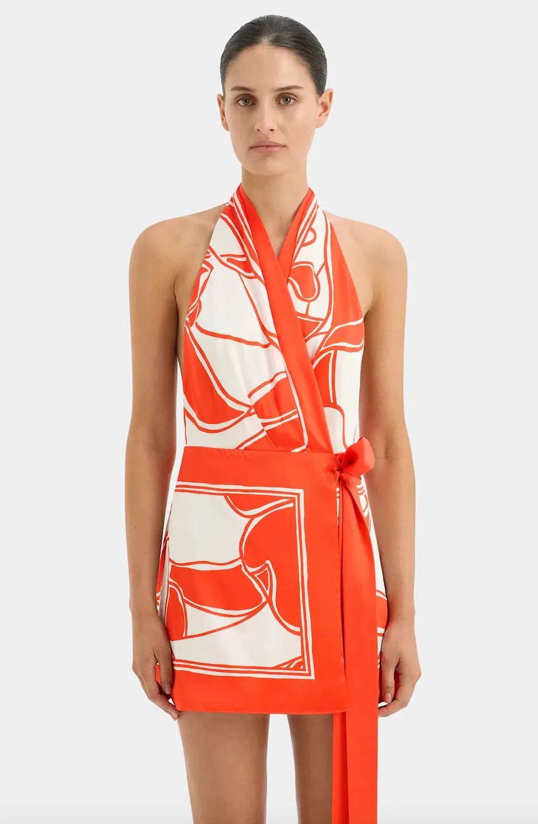 Sir the Label Ramona Wrap Halter Mini Dress Print Size 10 for rent on The Volte - main image