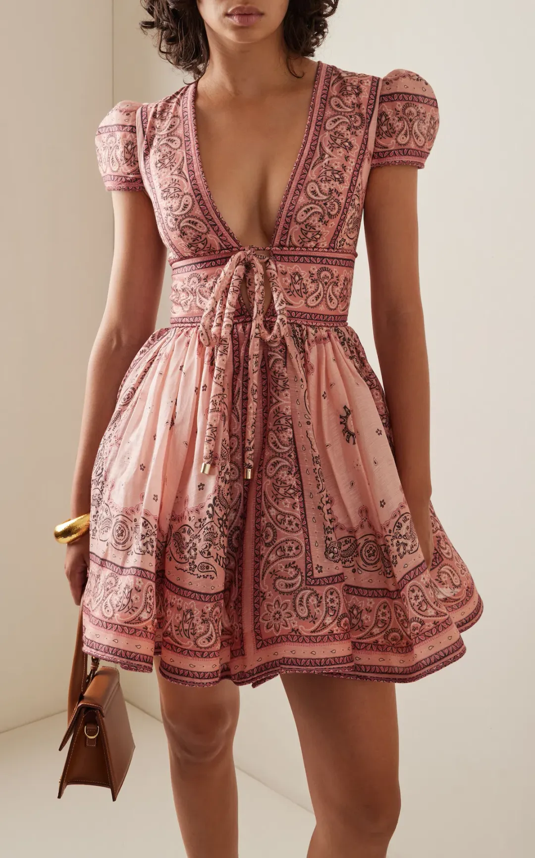 Zimmermann Matchmaker Structured Mini Dress in Pink Bandana Size 0 / AU 8 for rent on The Volte - main image