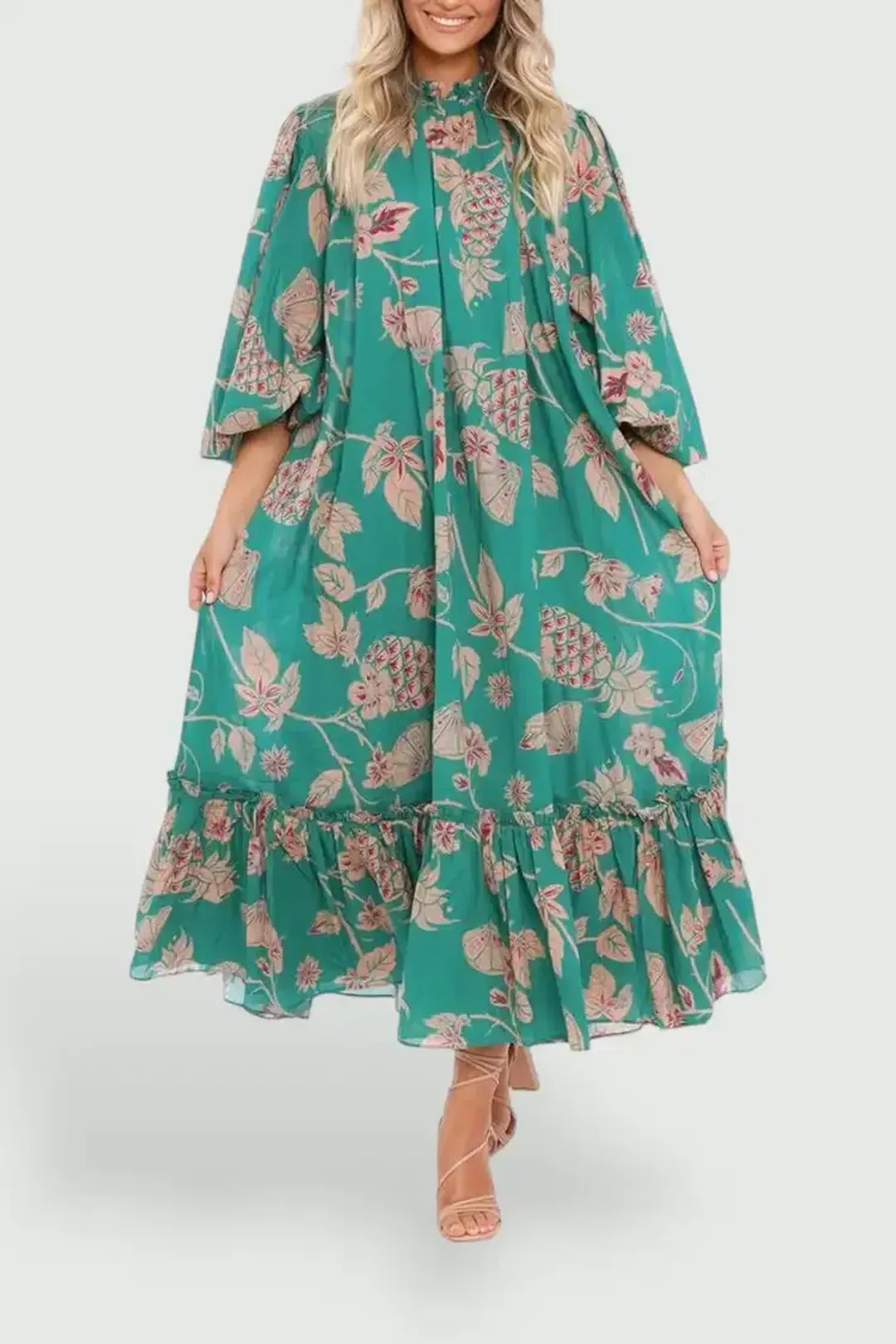 Leo Lin Pina Rosa Midi Dress in Green Size 10 for rent on The Volte - main image