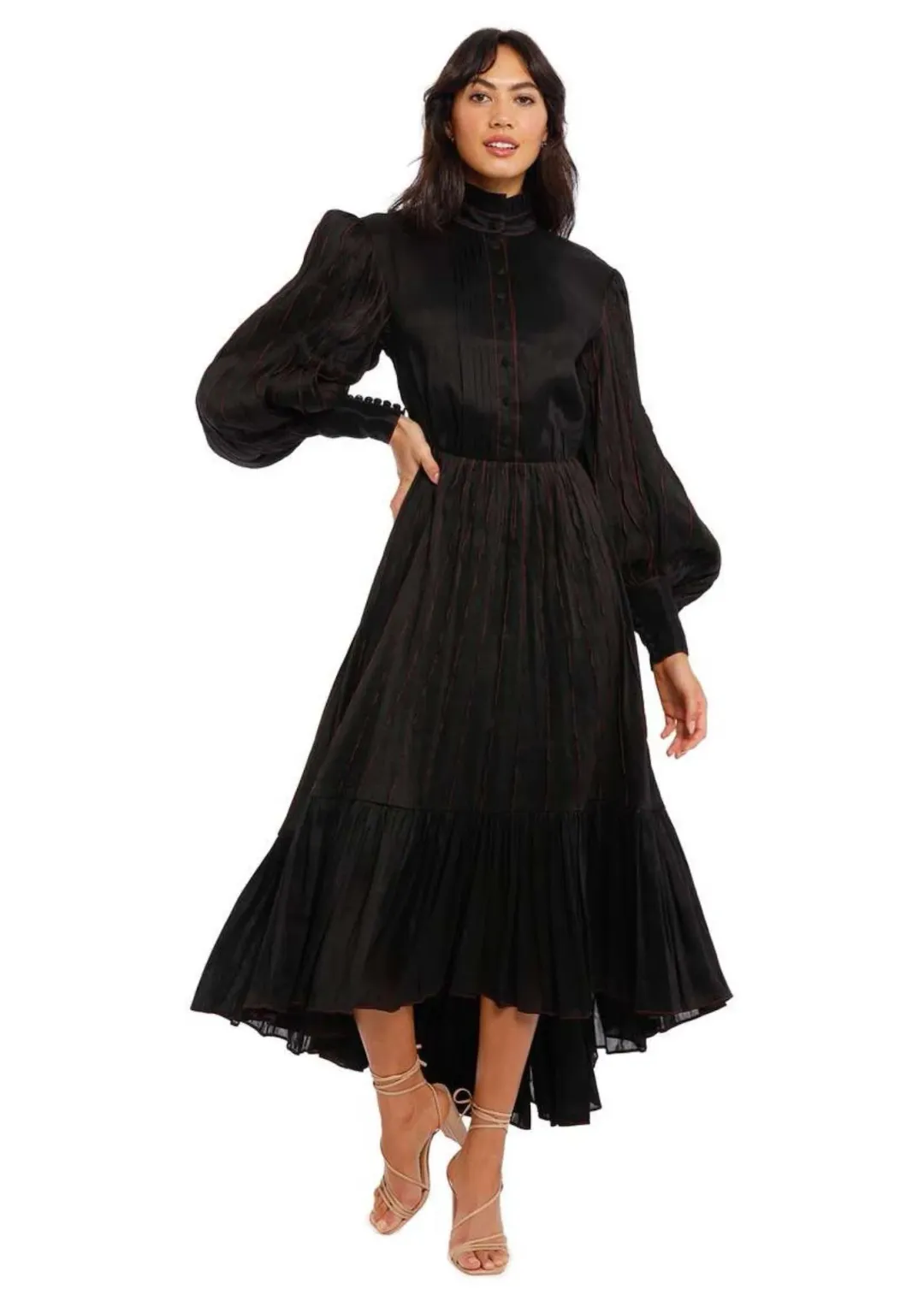 Leo LinMidnight Silk Linen Dress in Black Size 8 for rent on The Volte - main image