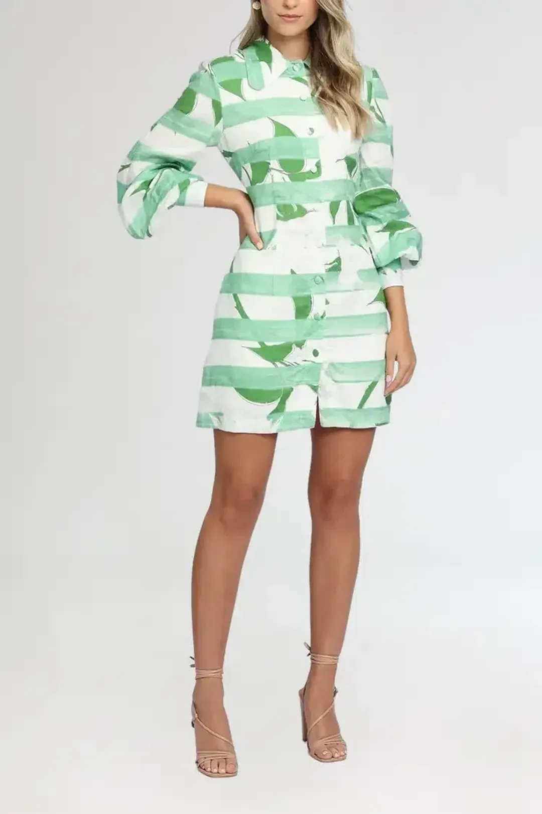 Leo Lin Rose Blanche Mini Dress Green Size 10 for rent on The Volte - main image