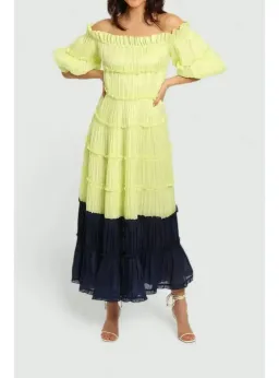 Leo Lin The Nobility Midi Dress Spliced Size AU 12 for rent on The Volte - image 1