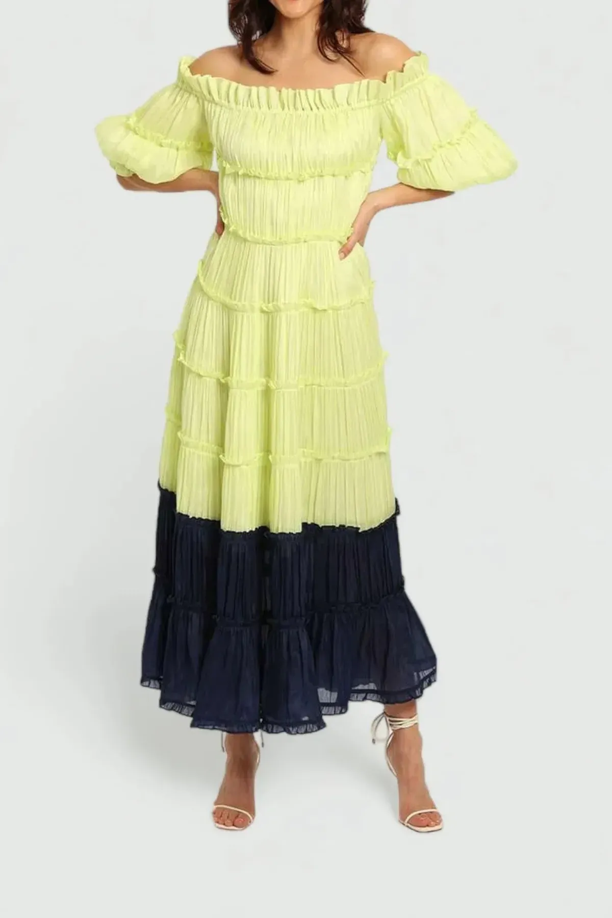 Leo Lin The Nobility Midi Dress Spliced Size 8 for rent on The Volte - main image