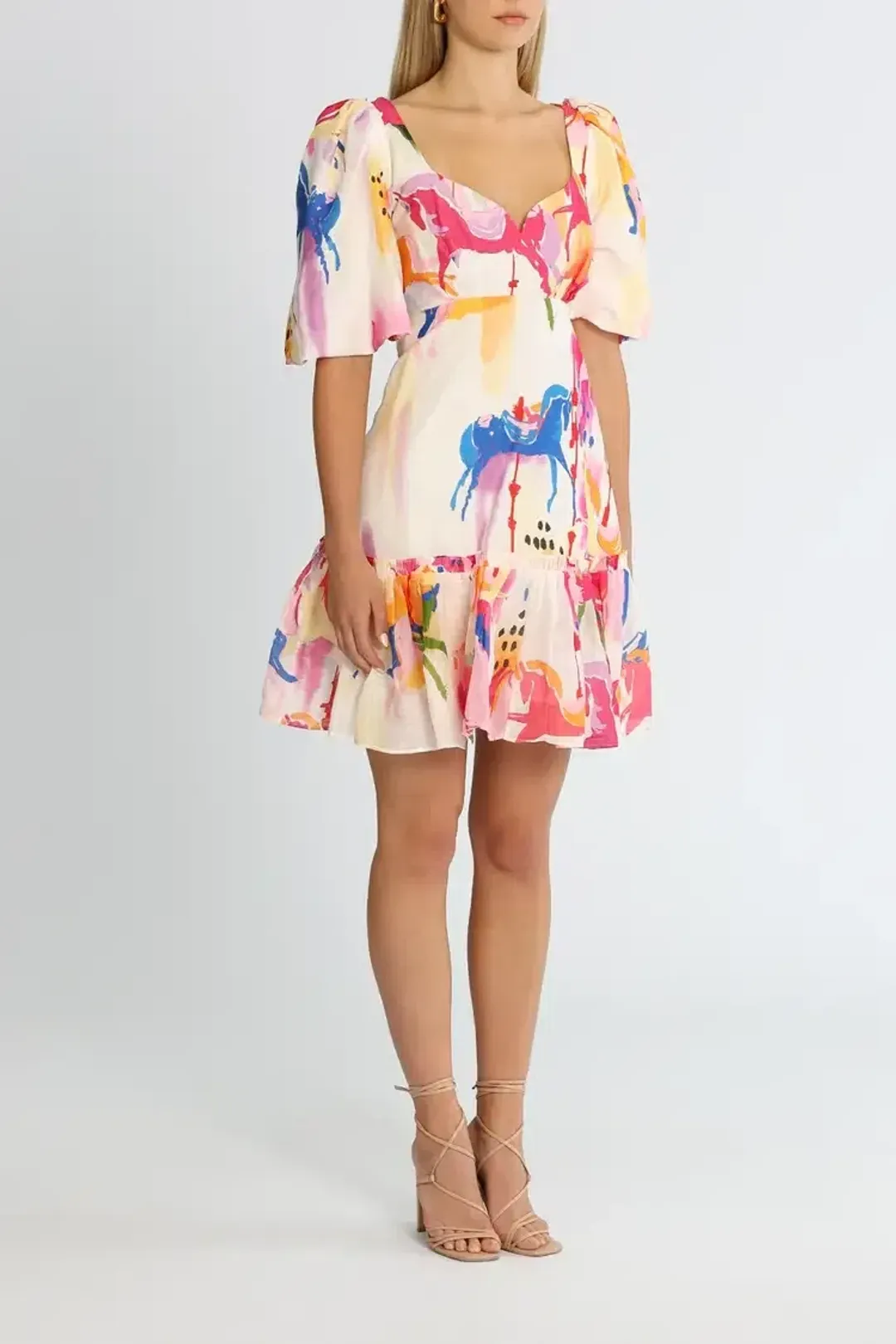 Leo Lin The Carousel Mini Dress in Rainbow Carousel Size 14 for rent on The Volte - main image