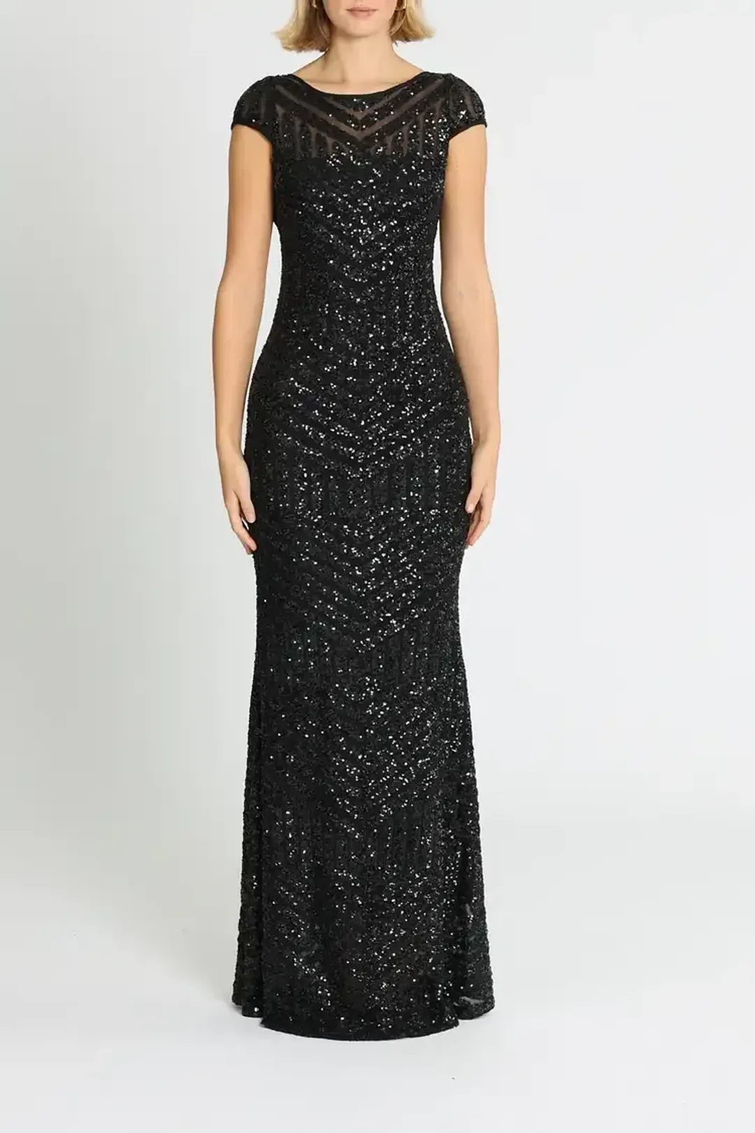 Langhem Ida Sequin Gown in Black Size 8 for rent on The Volte - main image