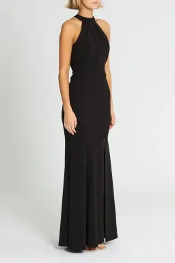 L'amour High Neck Scuba Crepe Gown in Black Size 14 for rent on The Volte - image 2