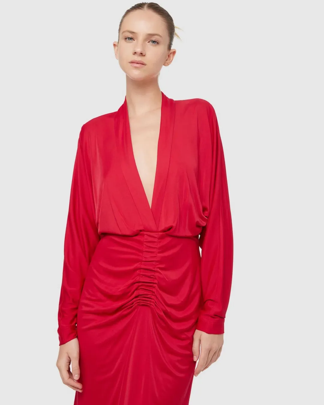 Manning Cartell Haute Pursuit Long Sleeve Midi Dress Red Size 14 for rent on The Volte - main image