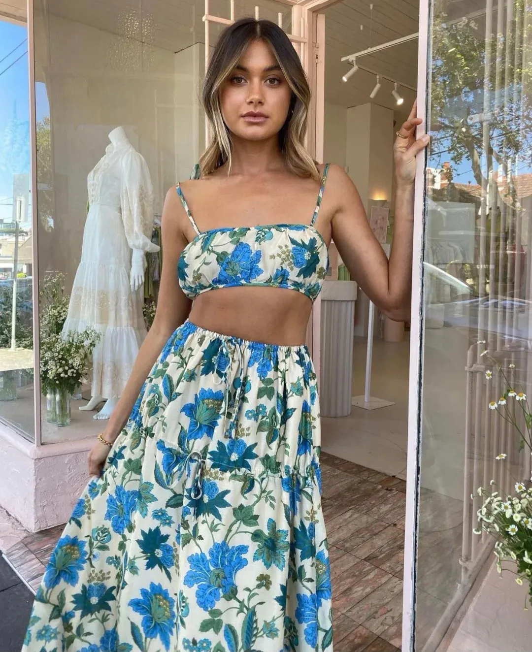 Sir the Label Celia Top & Skirt In Marguerite Print Size AU 8 for rent on The Volte - main image