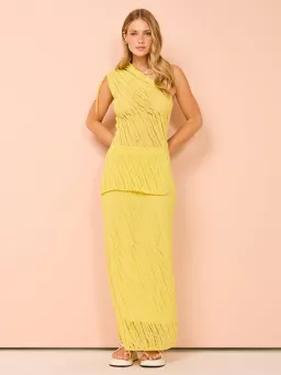 Camilla and Marc Clover Knit Skirt and Top Set In Acid Yellow Size XS / AU 6 for rent on The Volte - image 1