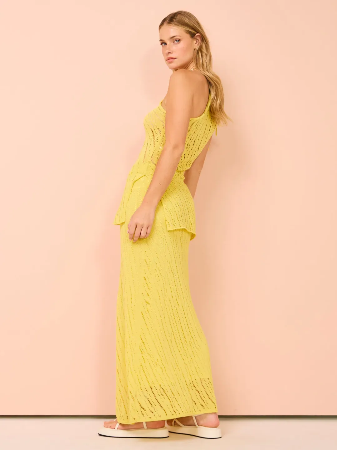 Camilla and Marc Clover Knit Skirt and Top Set In Acid Yellow Size XS / AU 6 for rent on The Volte - main image