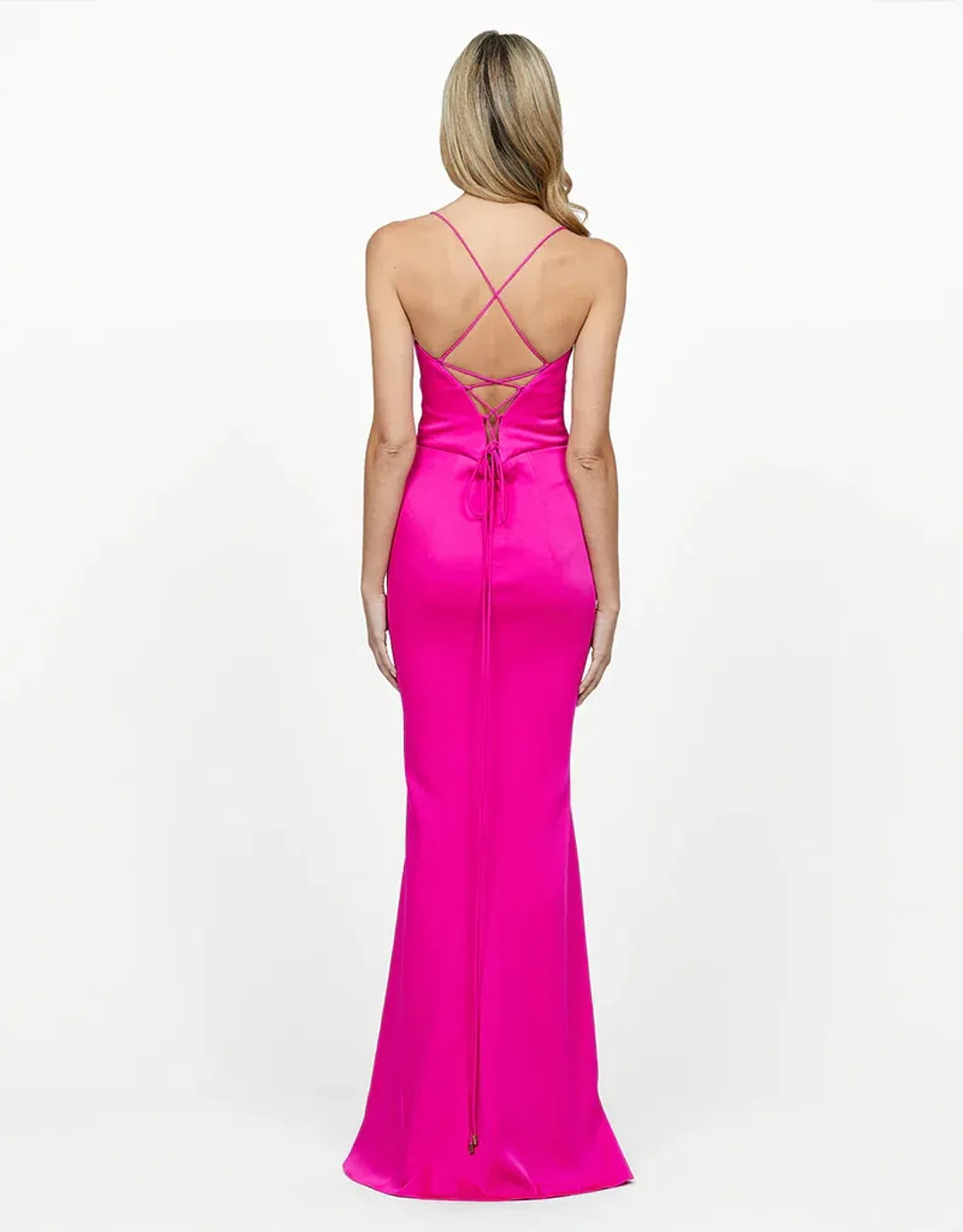 Bariano Valentine Cowl Neck Strappy Back Gown Pink Size AU 14 for rent on The Volte - main image