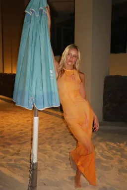 With Harper Lu Tangelo Mesh Maxi Dress Orange Size XS / AU 6 for rent on The Volte - image 2