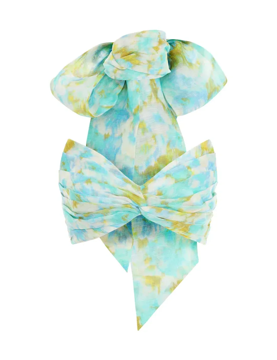 Zimmermann High Tide Twist Crop Bodice & Maxi Skirt Set in Aqua Ikat Floral Size 1 / AU 10 for rent on The Volte - main image