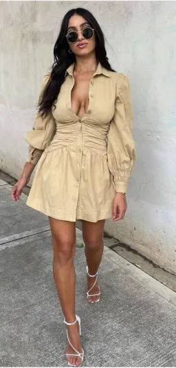 Sovere Studio Momento Shirt Mini Dress Dijon Size 6 for rent on The Volte - image 2