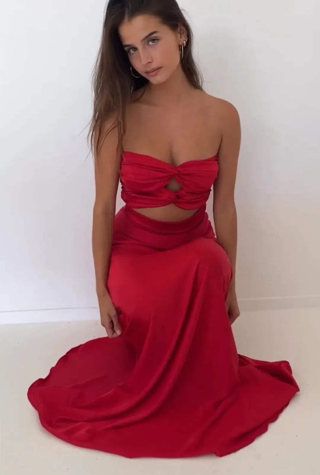 HNTR The Label Inka Gown in Red Wine Size 8 for rent on The Volte - main image