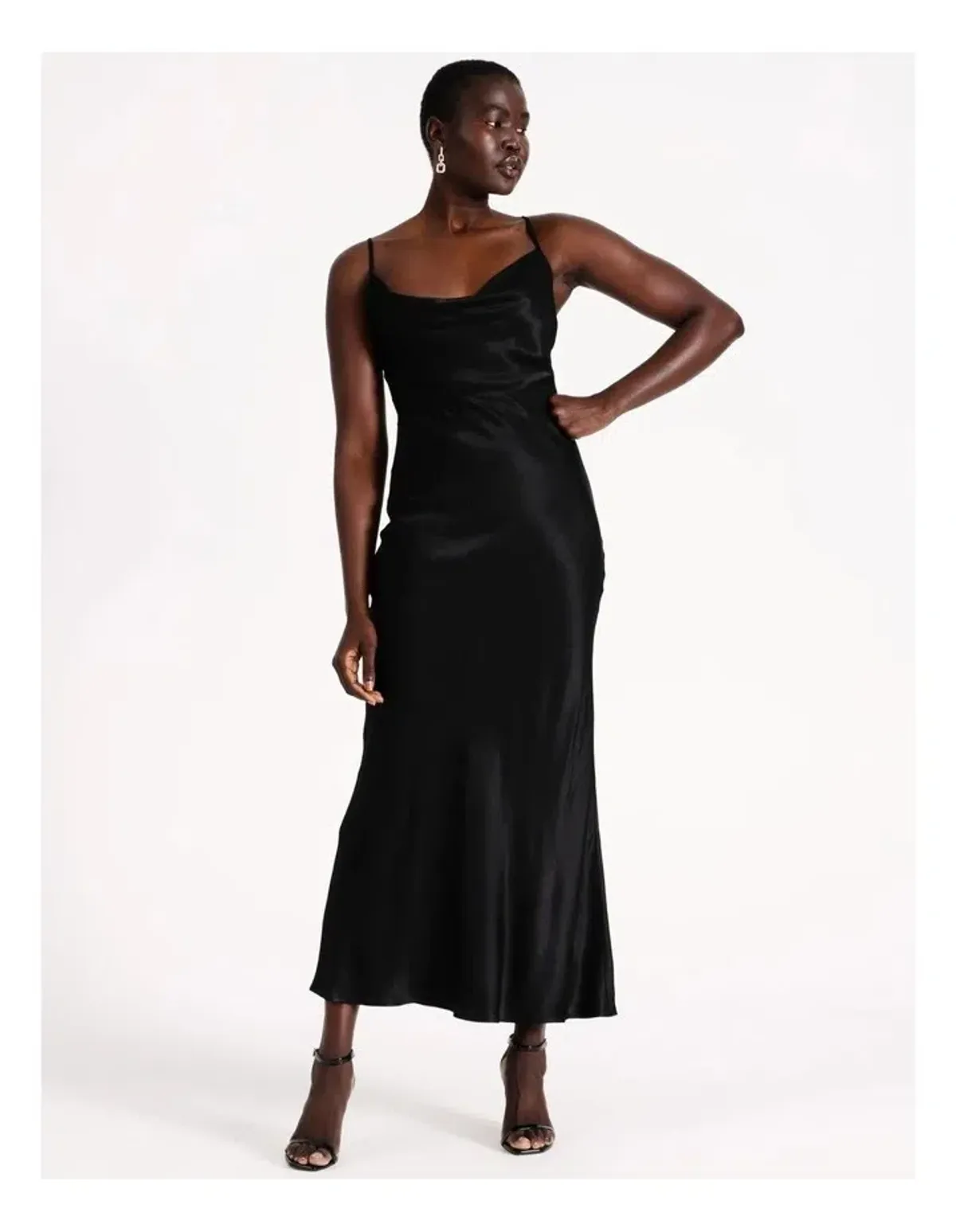 Wayne Cooper Cowl Neck Silk Slip Dress Black Size 16 for rent on The Volte - main image