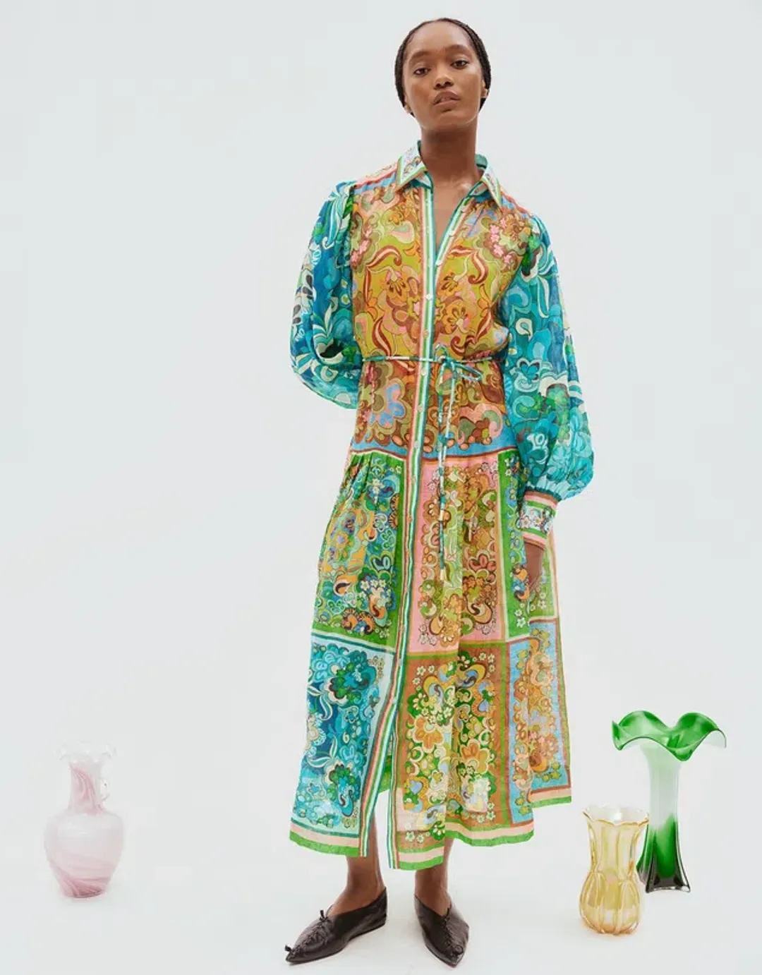 Alemais Dreamer Shirt Midi Dress Multi Size 16 for rent on The Volte - main image