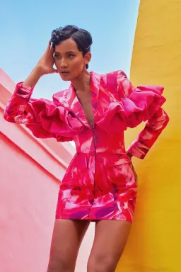 Eliya The Label Stella Blazer Mini Dress Pink Size L / AU 12 for rent on The Volte - image 4