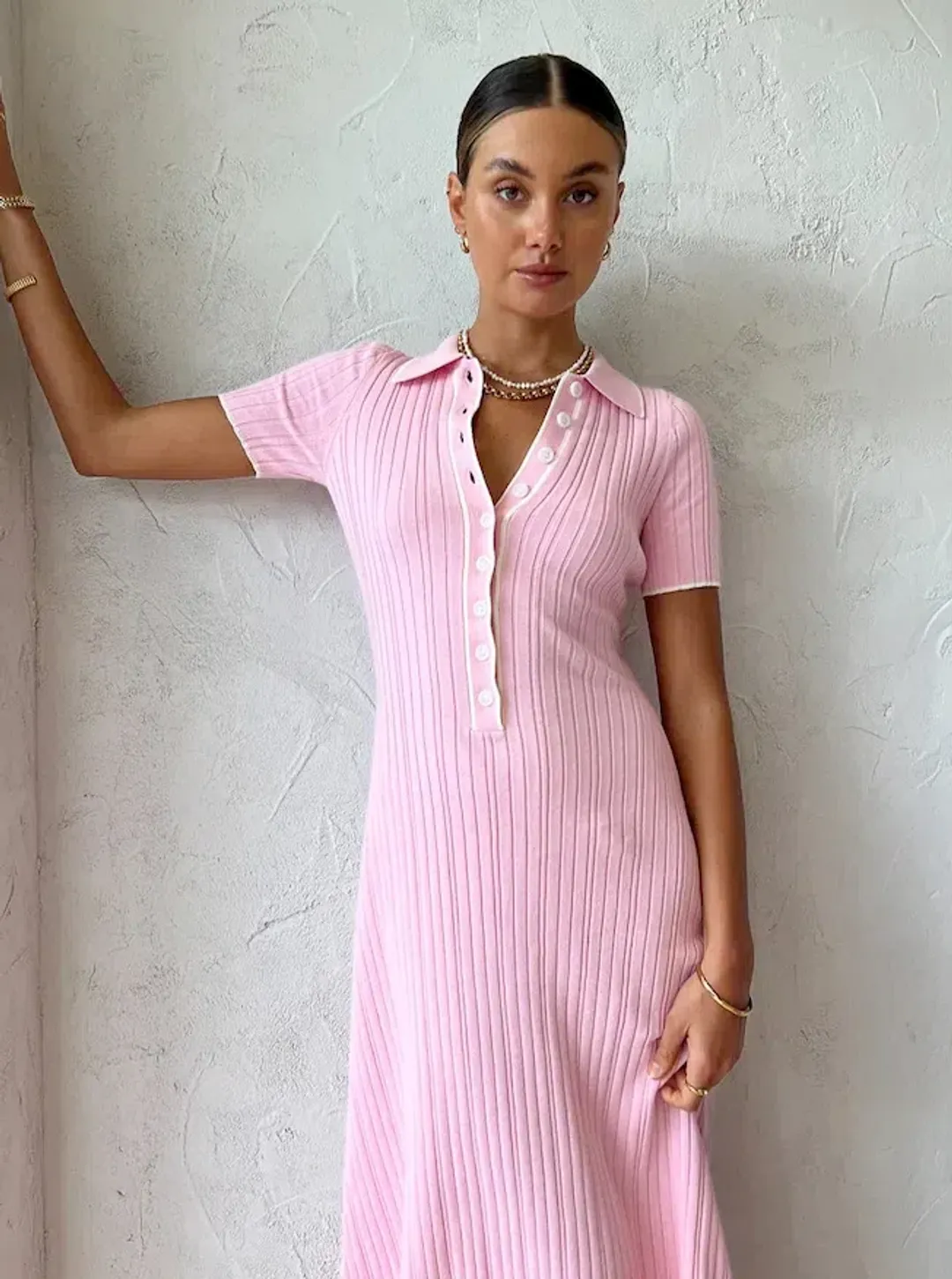 Anna Quan Penelope Midi Dress Marshmallow Pink Size 10 for rent on The Volte - main image