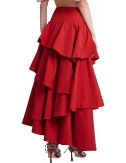 Aje Cosmos Tiered Frill Midi Skirt Red Size 8 for rent on The Volte - image 3