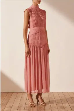 Shona Joy Lauren High Neck Midi Dress Blush Size 6 for rent on The Volte - image 4