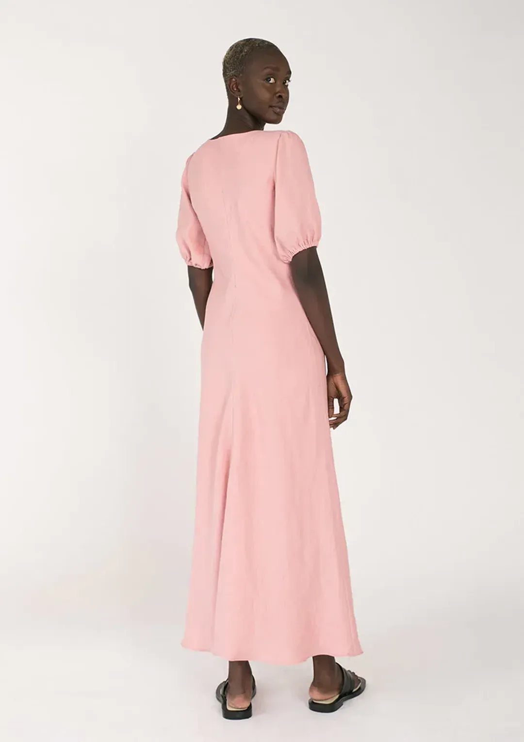 Jillian Boustred Linen Dress Pink Size 16 for rent on The Volte - main image