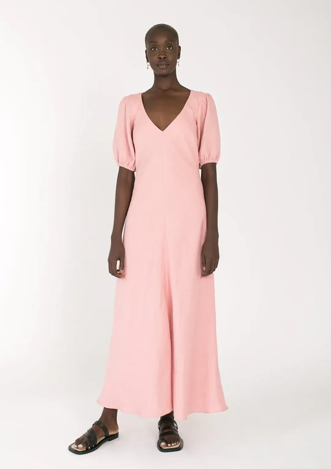 Jillian Boustred Linen Dress Pink Size 16 for rent on The Volte - main image