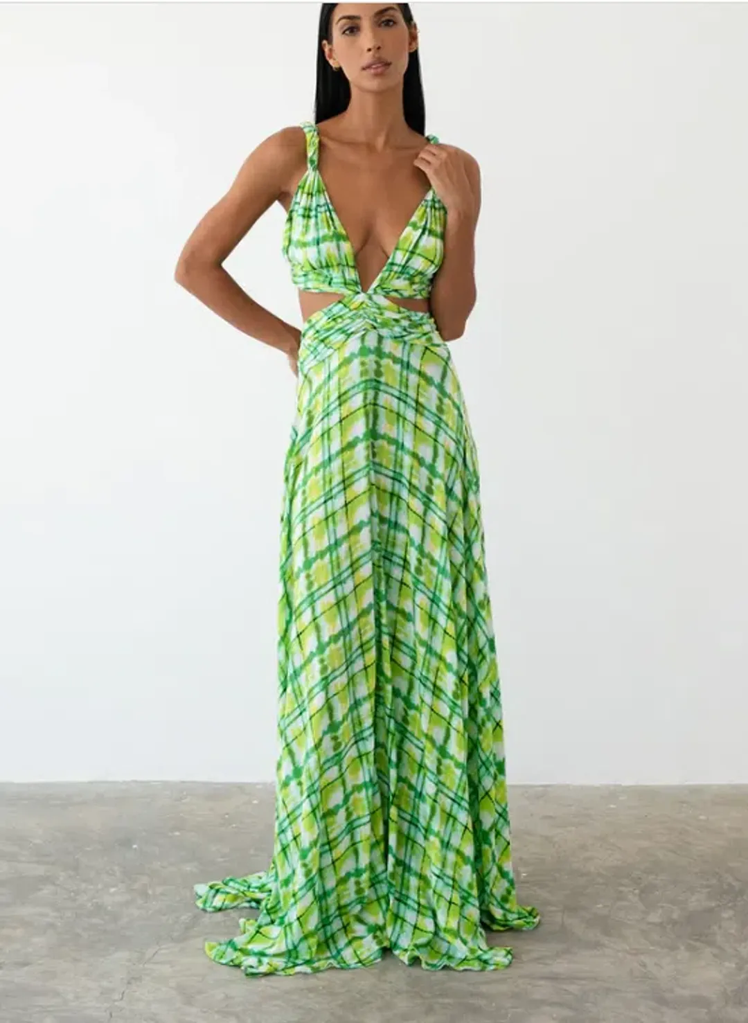 Le Salty Label Skylar Gown Green Multi Size M / AU 10 / medium for rent on The Volte - main image