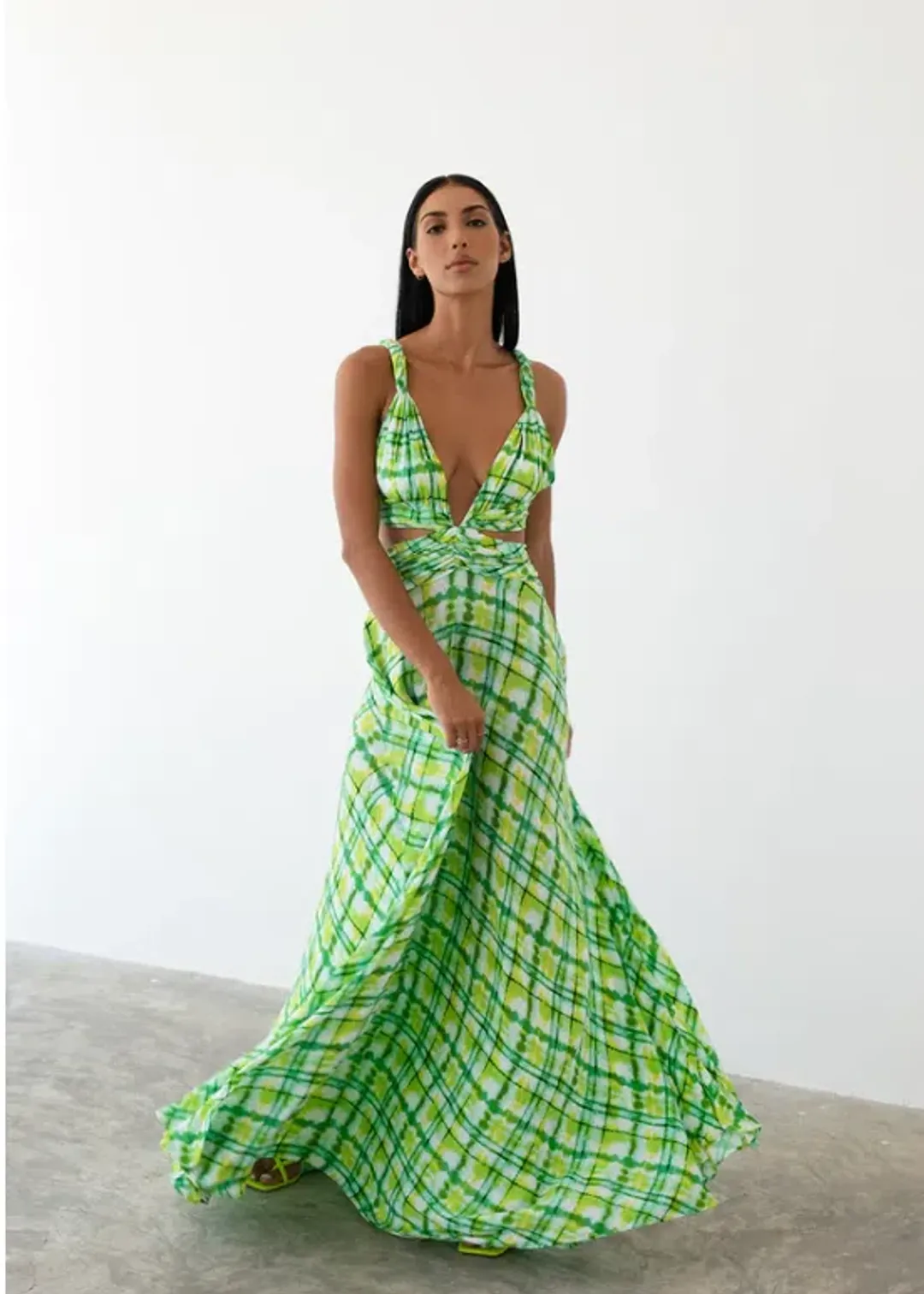 Le Salty Label Skylar Gown Green Multi Size M / AU 10 / medium for rent on The Volte - main image