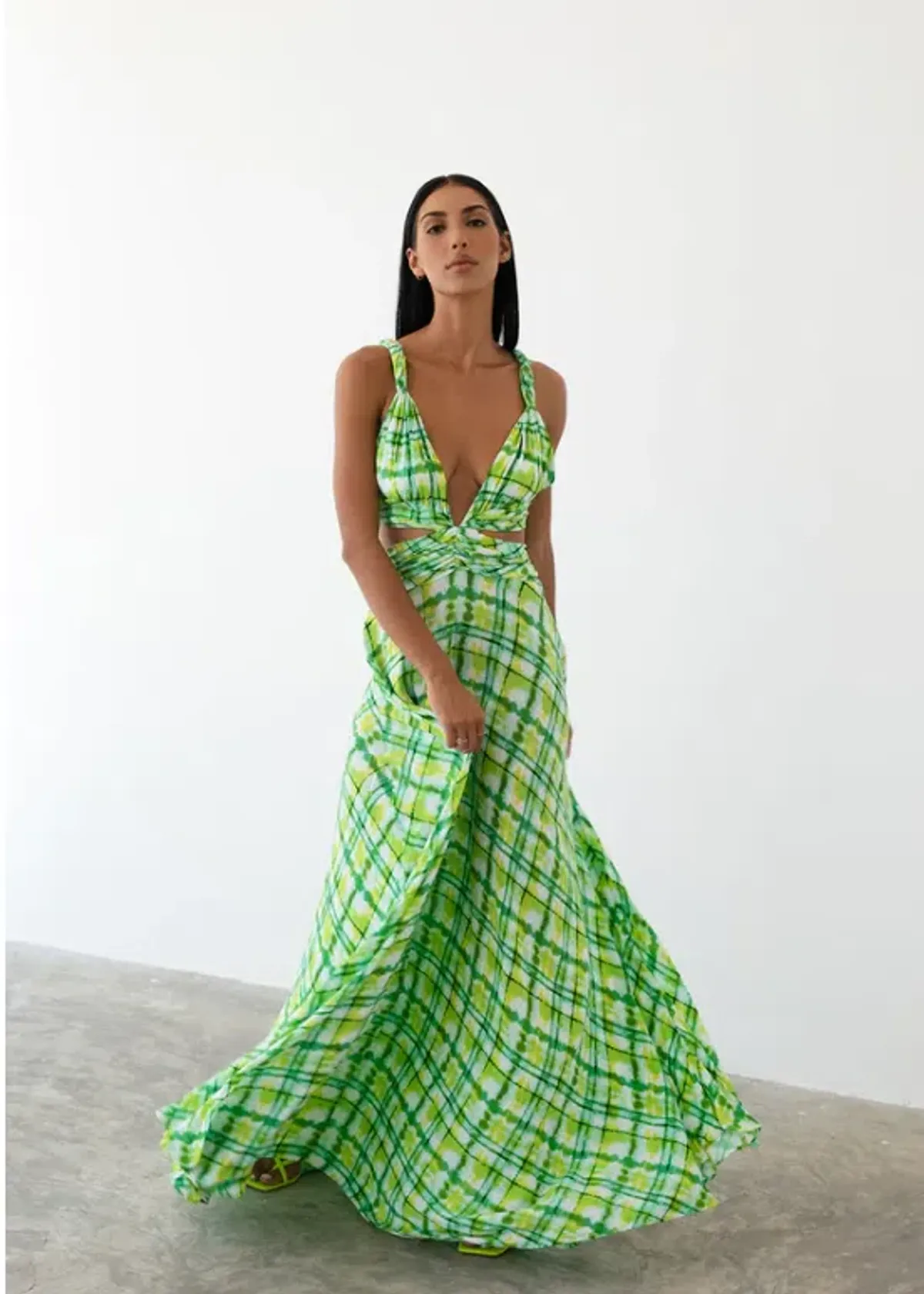 Le Salty Label Skylar Gown Green Multi Size M / AU 10 / medium for rent on The Volte - main image