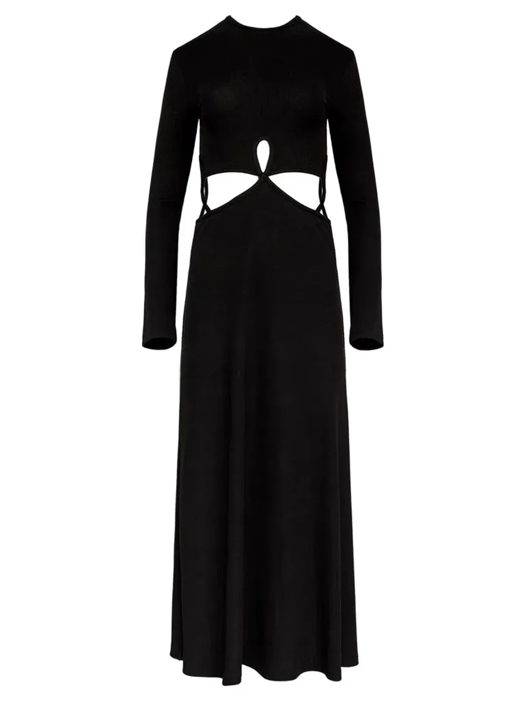 Christopher Esber Looped Cutaway Long Sleeve Rib Dress Black Size 14 for rent on The Volte - main image