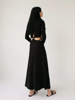 Christopher Esber Looped Cutaway Long Sleeve Rib Dress Black Size 14 for rent on The Volte - image 2