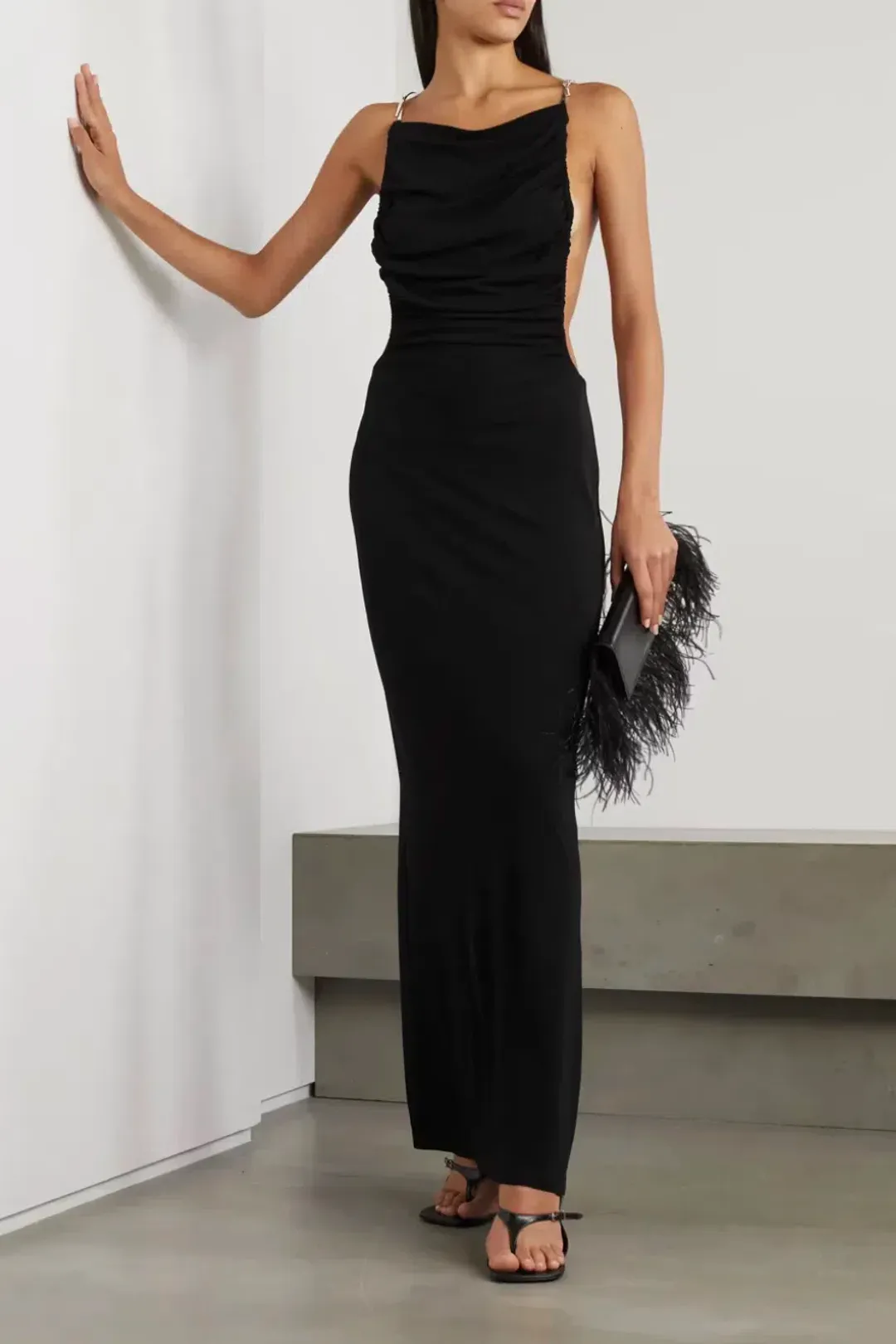 Christopher Esber Sculptured Strapped Ruched Dress Black Size 14 for rent on The Volte - main image