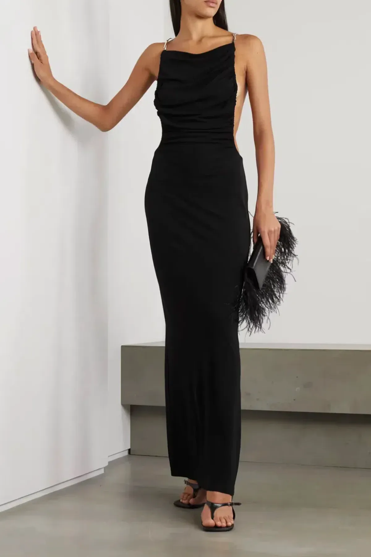 Christopher Esber Sculptured Strapped Ruched Dress Black Size 14 for rent on The Volte - main image