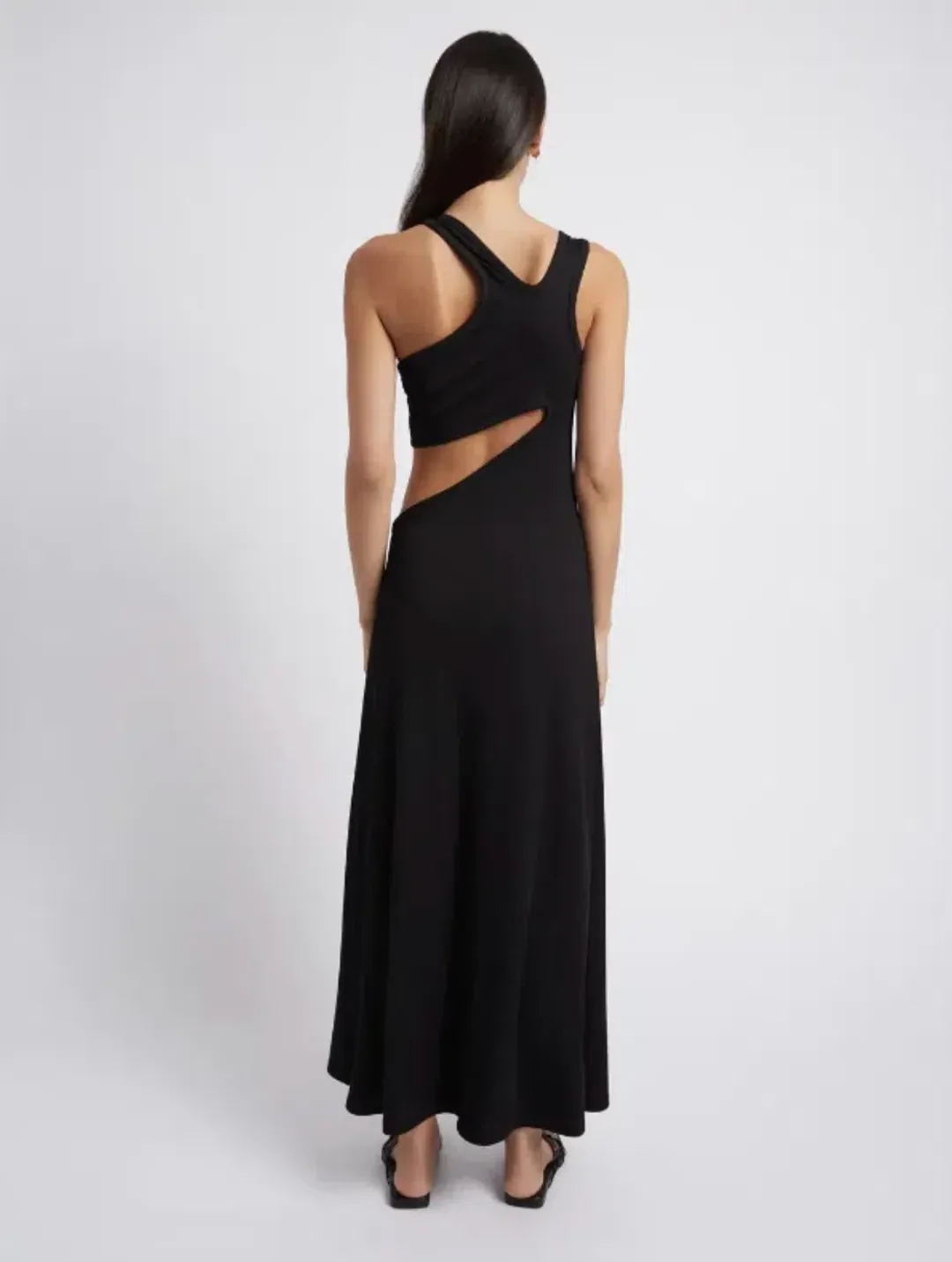 Christopher Esber Underbust Quartz Split Ruched Tank Dress Black Size 12 for rent on The Volte - main image