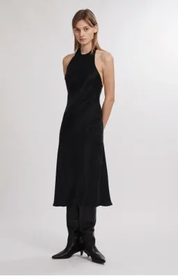 Silk Laundry Halter Dress Black Size 8 for rent on The Volte - image 1