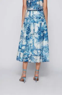 HUGO BOSS Vivilera Chinese Garden Midi Skirt blue and white pattern size 6 for rent on The Volte - image 3