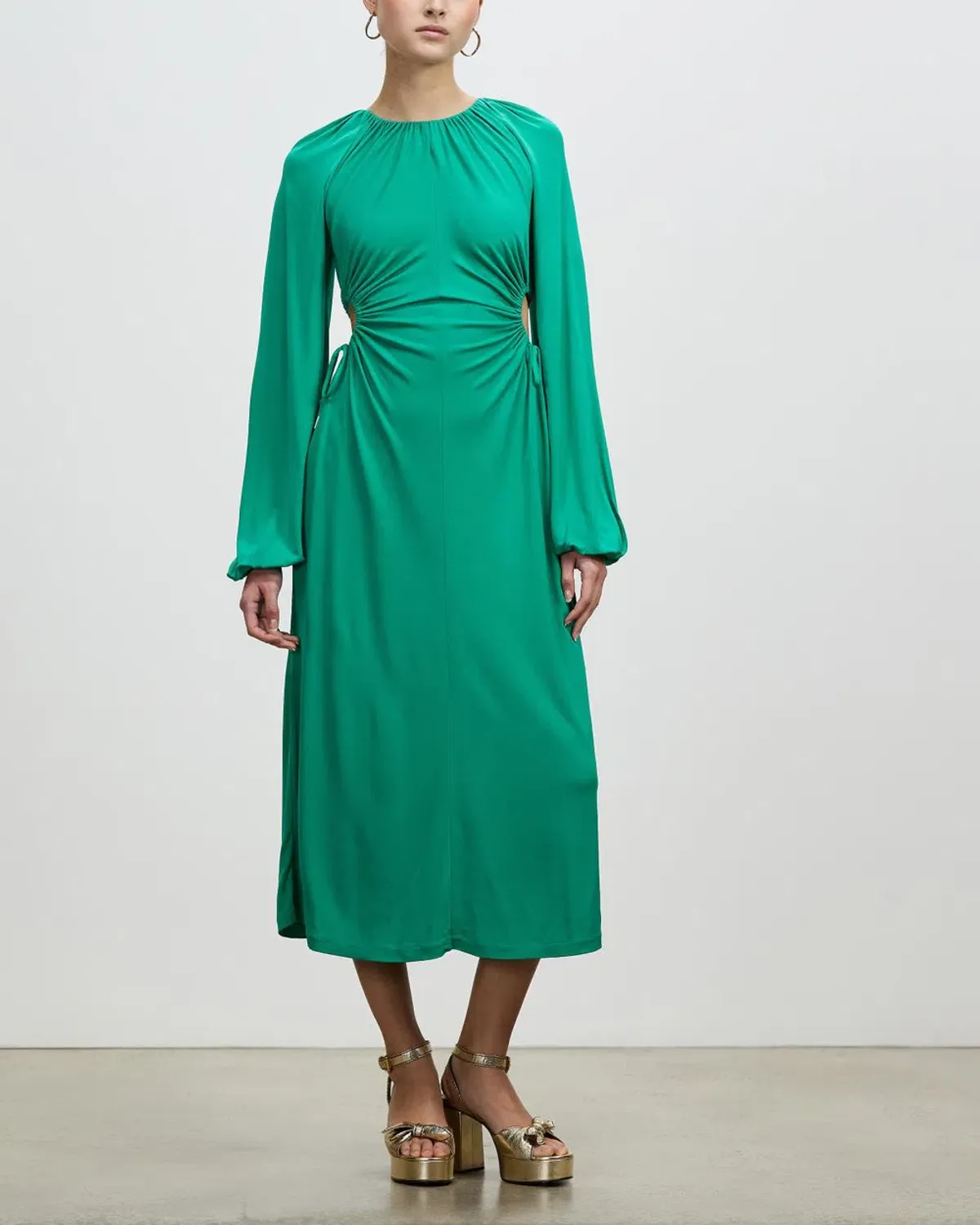 Rebecca Vallance Edie Cut Out Midi Dress Green Size 6 for rent on The Volte - main image
