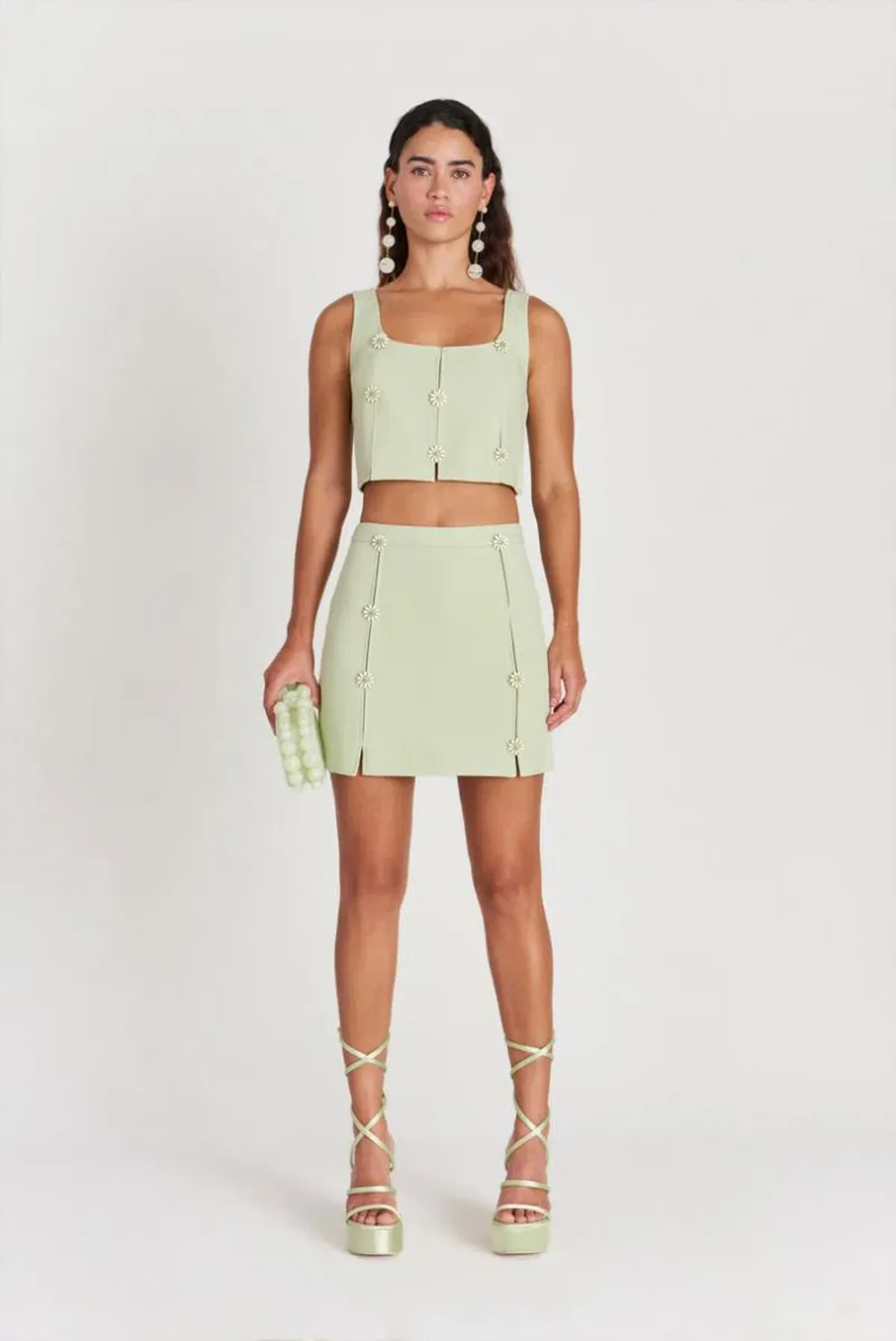 Cult Gaia Pina Top and Skirt Set Green Size 8  for rent on The Volte - main image