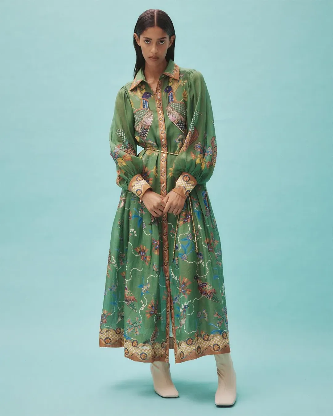 Alemais Birdie Green Shirtdress With Sleeves Size AU 10 for rent on The Volte - main image