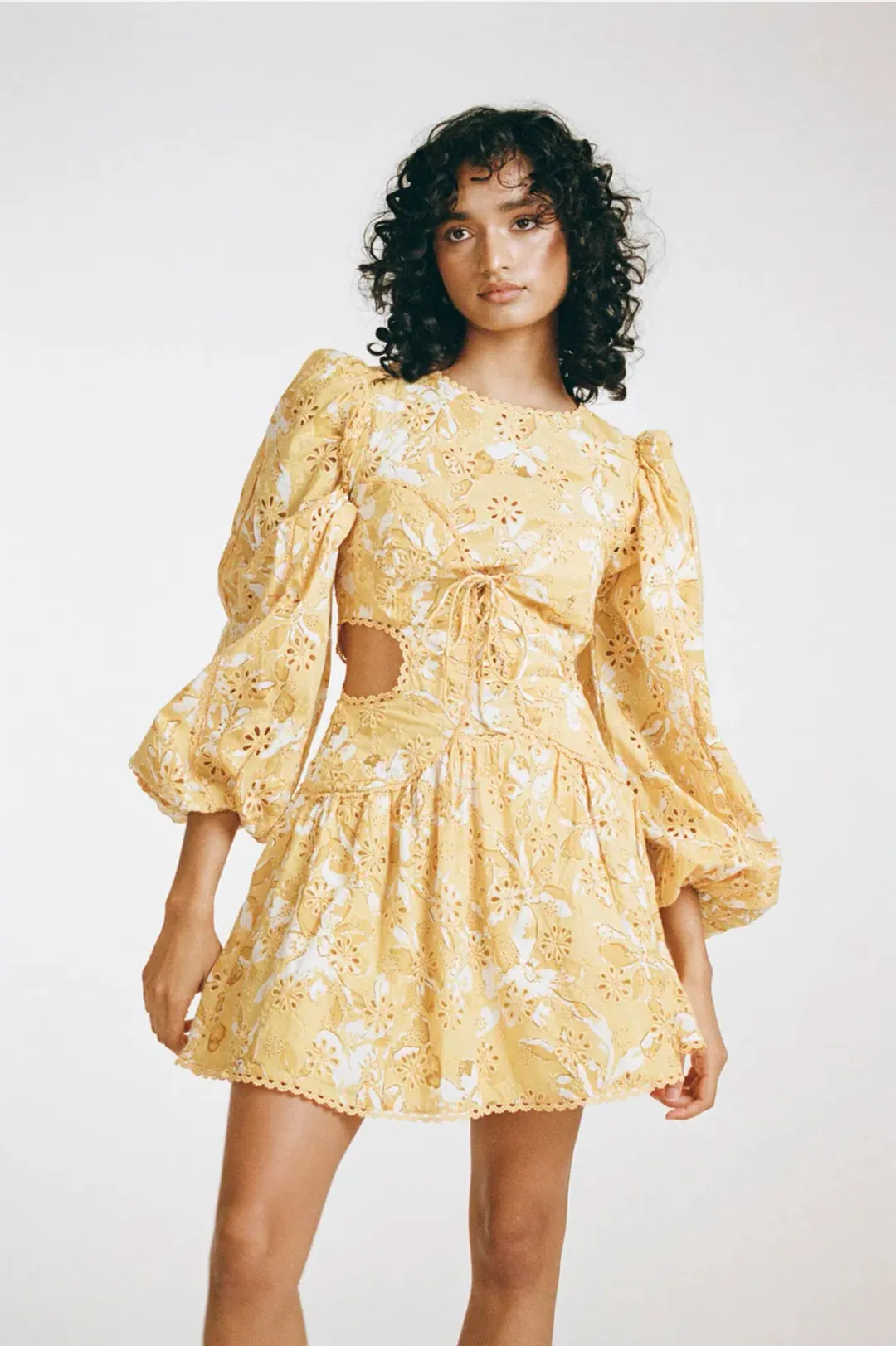 Zaco Elysees Mini Dress Yellow Floral Size XS / AU 6  for rent on The Volte - main image