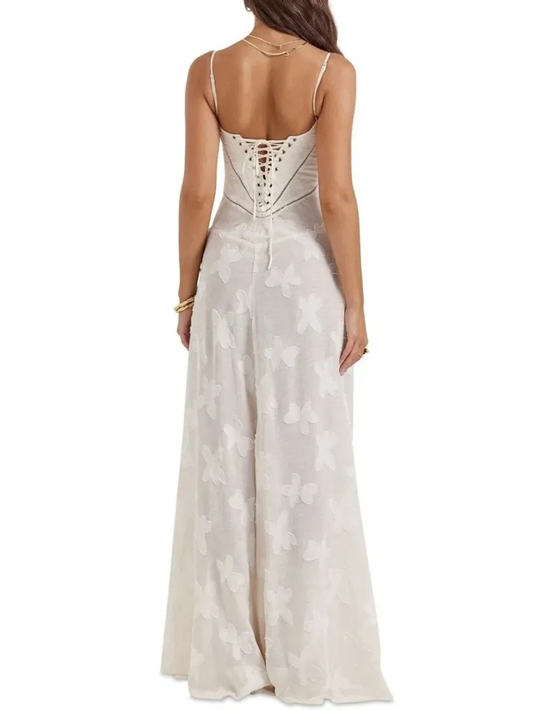 House of CB Seren Floral Lace Back Dress Vintage Cream Size M / AU 10 for rent on The Volte - main image