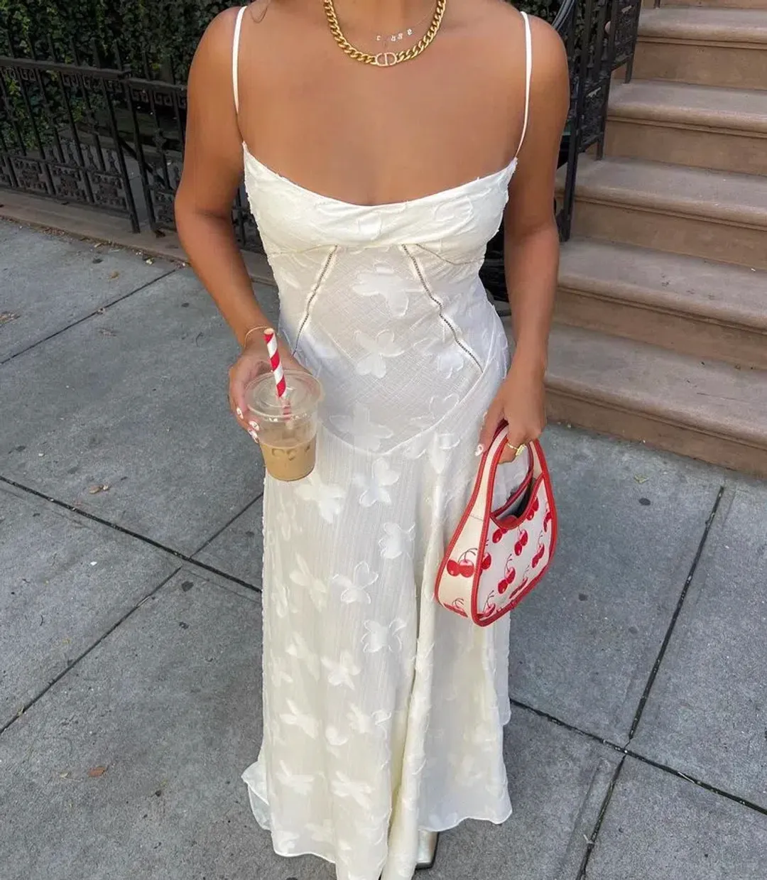 House of CB Seren Floral Lace Back Dress Vintage Cream Size M / AU 10 for rent on The Volte - main image