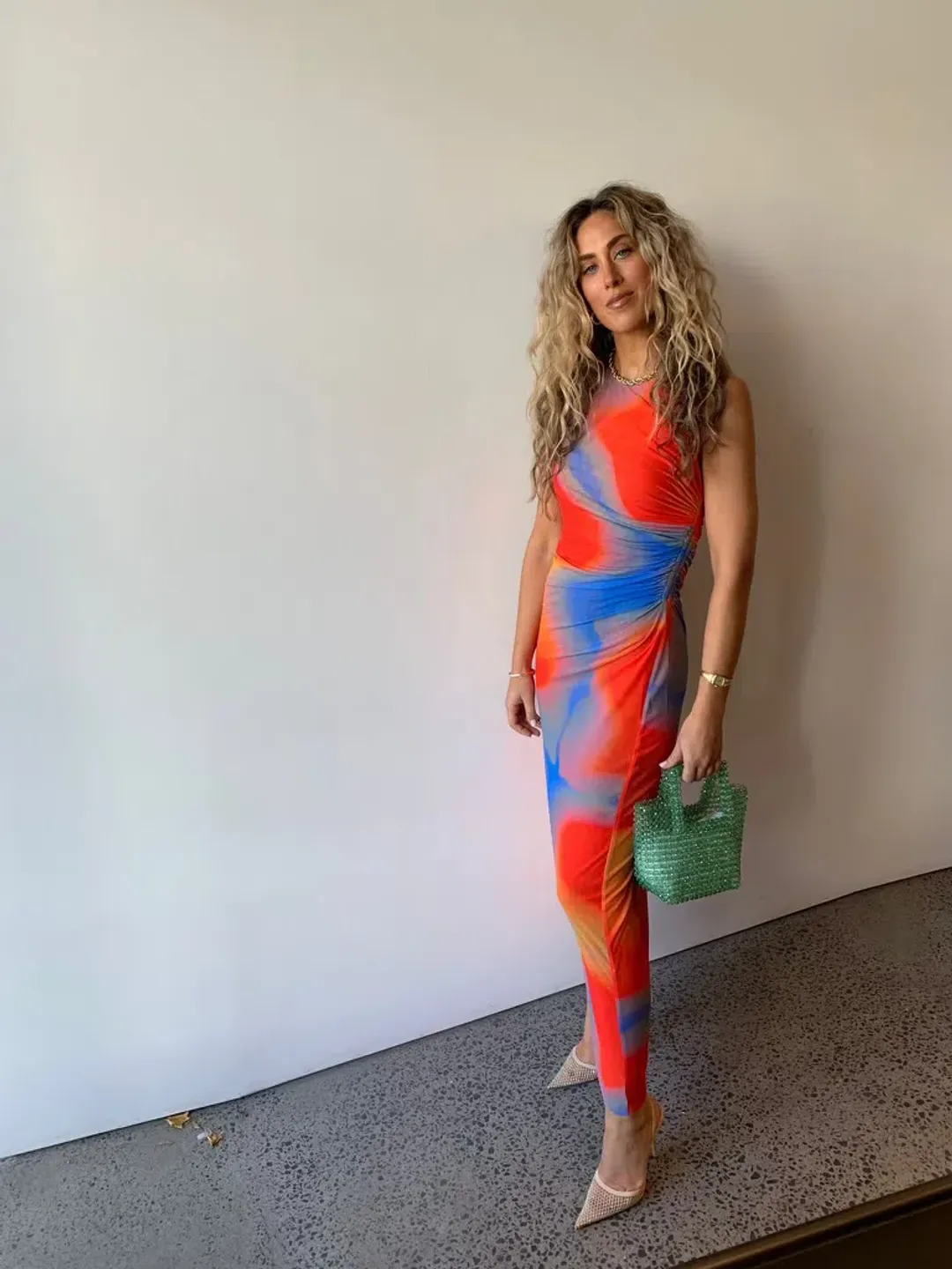 Scanlan Theodore Italian Watercolour Dress Blue/Red Size 8 for rent on The Volte - main image