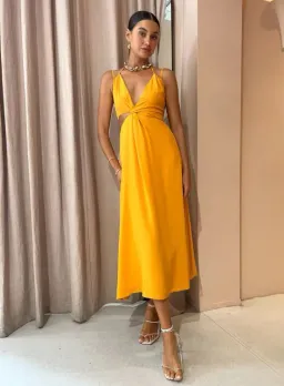 Tojha Isadora Cut Out Midi Dress In Sunset Size 10 for rent on The Volte - image 1