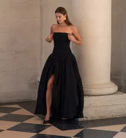 Aje Violette Bubble Hem Maxi Dress Black Size 6 for rent on The Volte - image 1