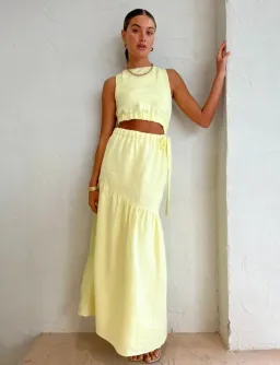 Sir the Label Francesca Asymmetrical Cut Out Dress Butter Yellow Size 6 for rent on The Volte - image 1